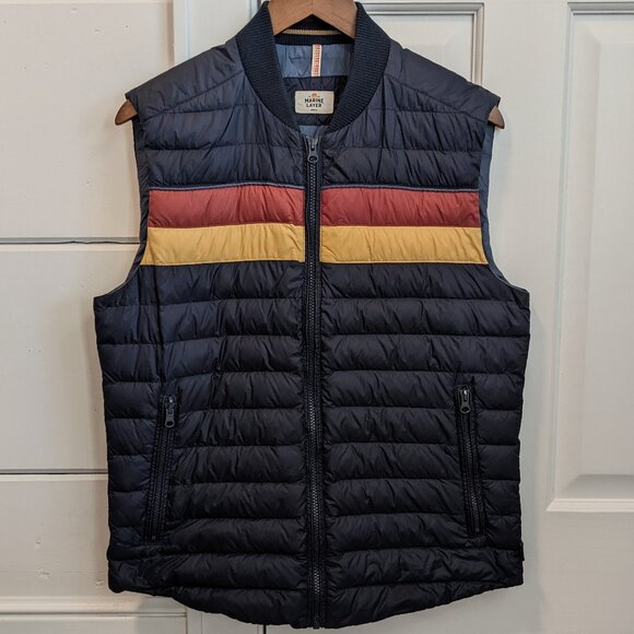 Marine Layer Men's Taos Down Puffer Vest, Blue, Small, Vintage/Retro Style - Picture 1 of 10